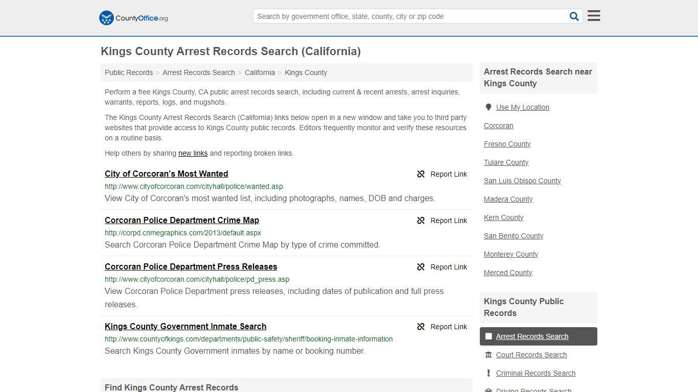 Arrest Records Search - Kings County, CA (Arrests & Mugshots)